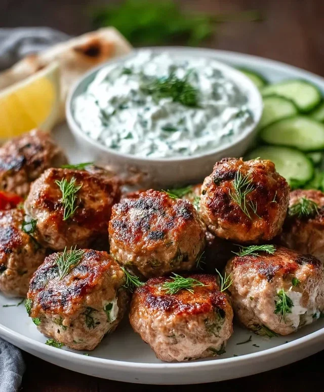 Greek Turkey Meatballs with Tzatziki