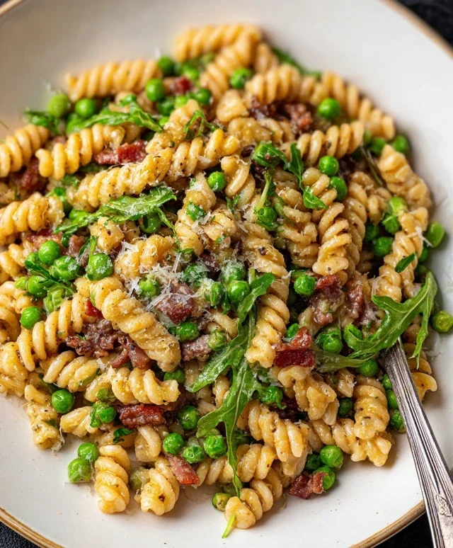 Creamy Pasta with Peas and Beef Beef Pancetta