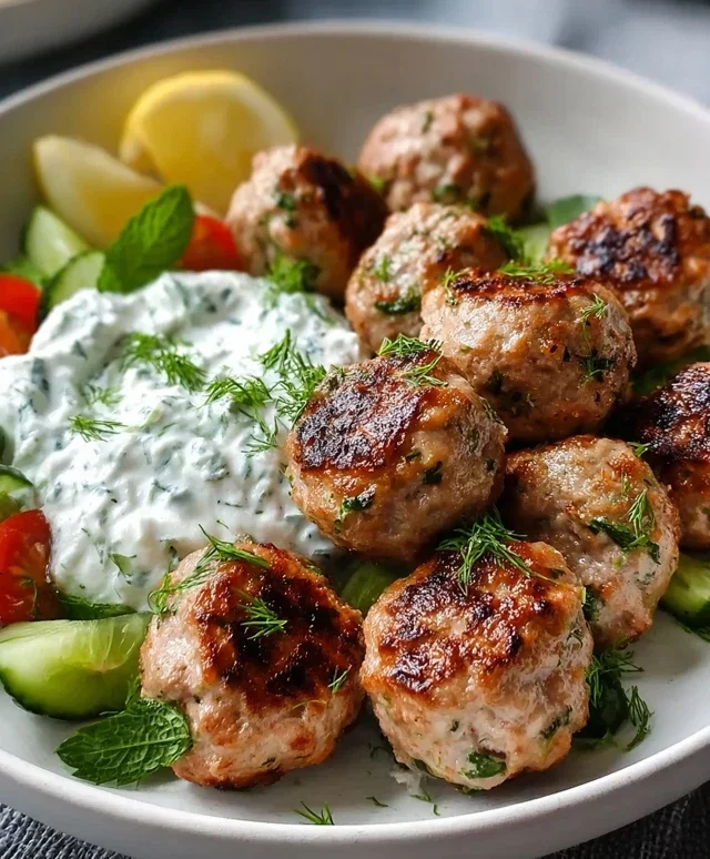 Greek Turkey Meatballs with Tzatziki