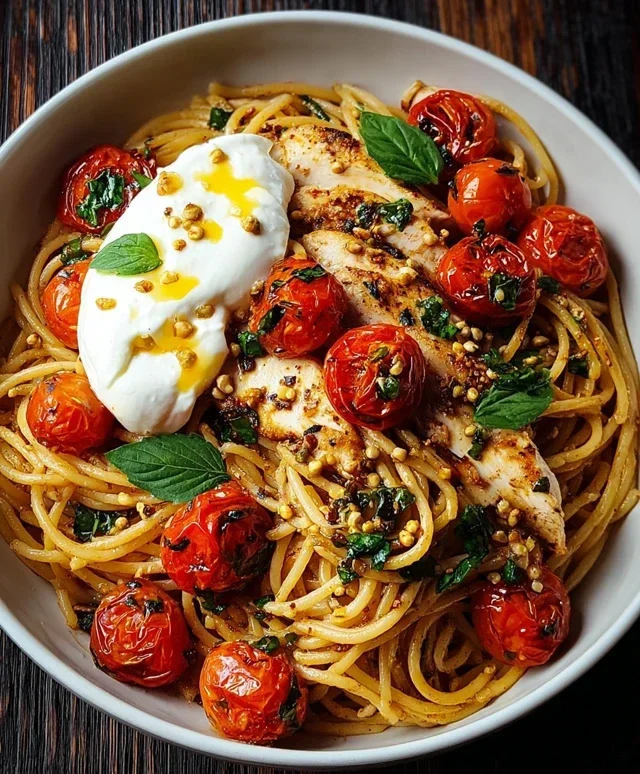 Chicken Spaghetti with Burrata
