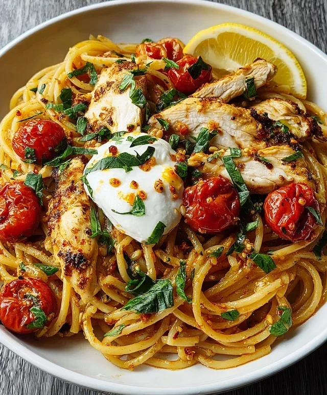 Chicken Spaghetti with Burrata