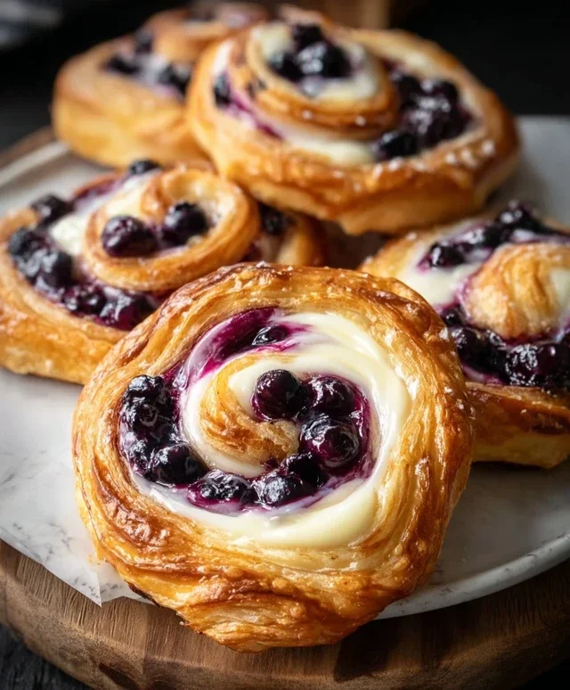 Swirled Blueberry Cream Cheese Danish