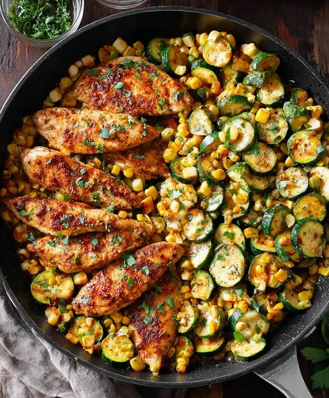 Garlic Butter Chicken with Zucchini and Corn - One-Pan, 30-Minute Meal