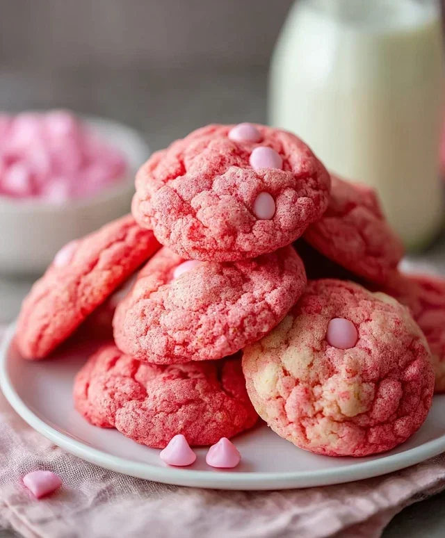 Strawberry Cake Mix Cookies