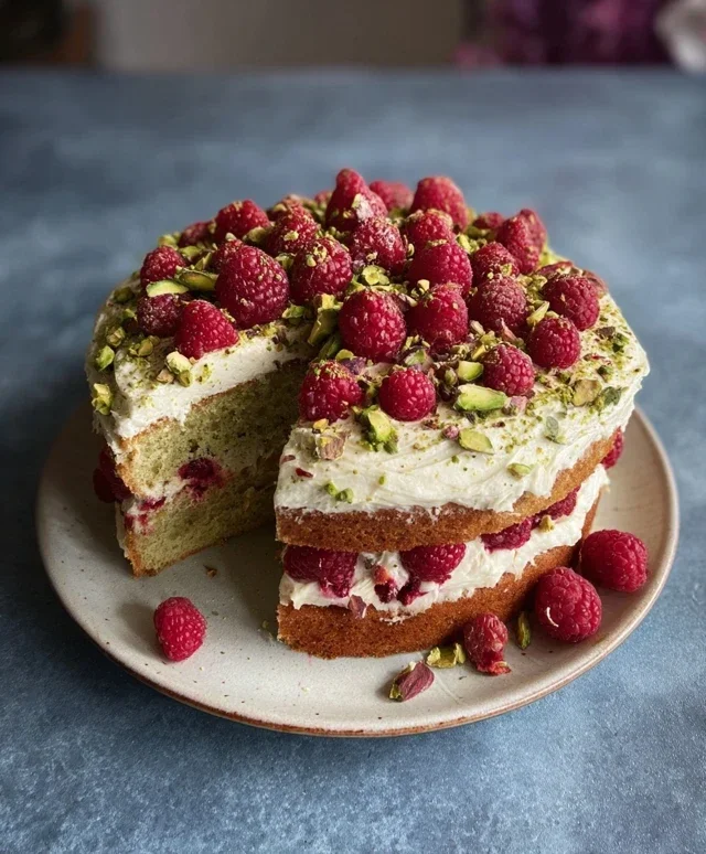 Pistachio Raspberry Cake