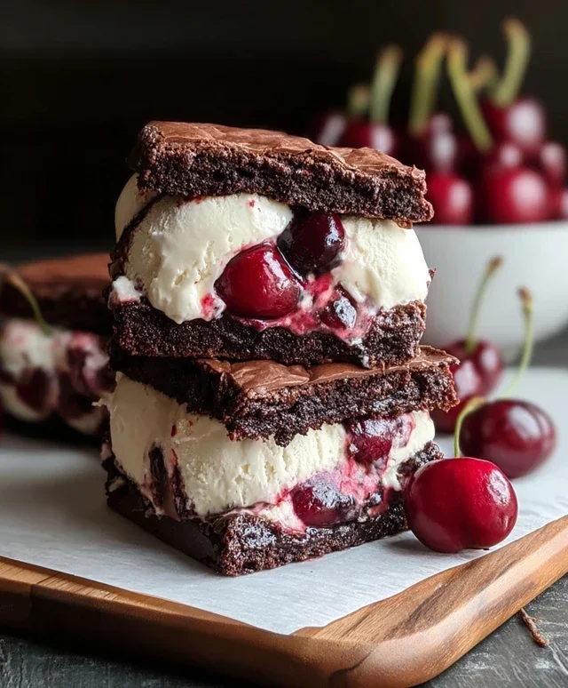 Cherry Brownie Ice Cream Sandwiches