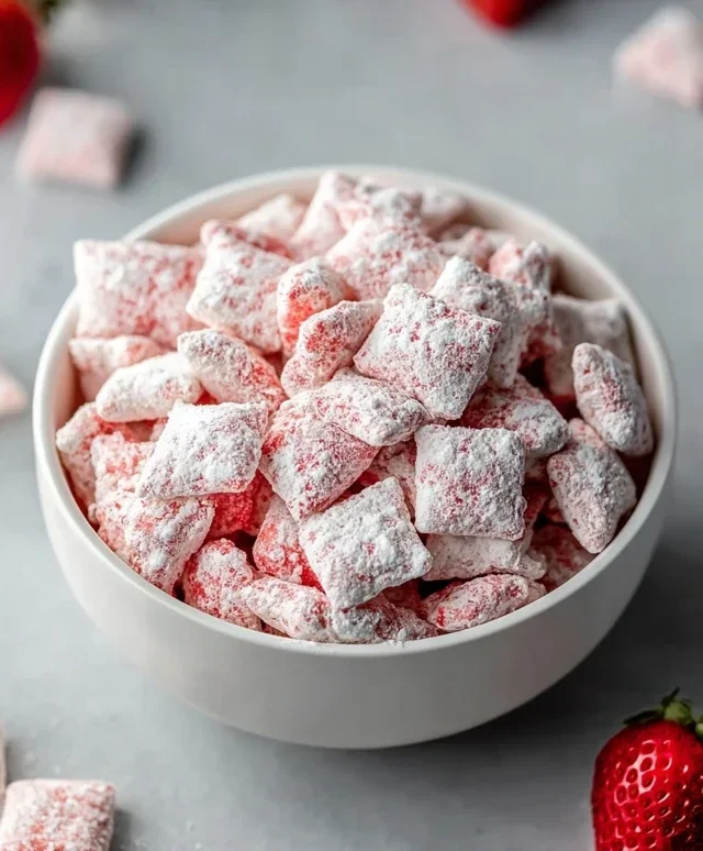 Easy Strawberry Shortcake Puppy Chow