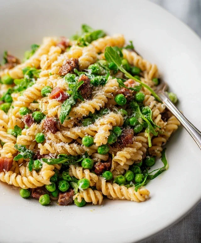 Creamy Pasta with Peas and Beef Beef Pancetta