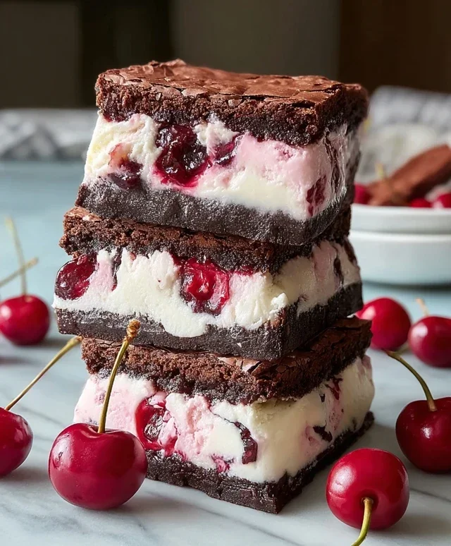 Cherry Brownie Ice Cream Sandwiches