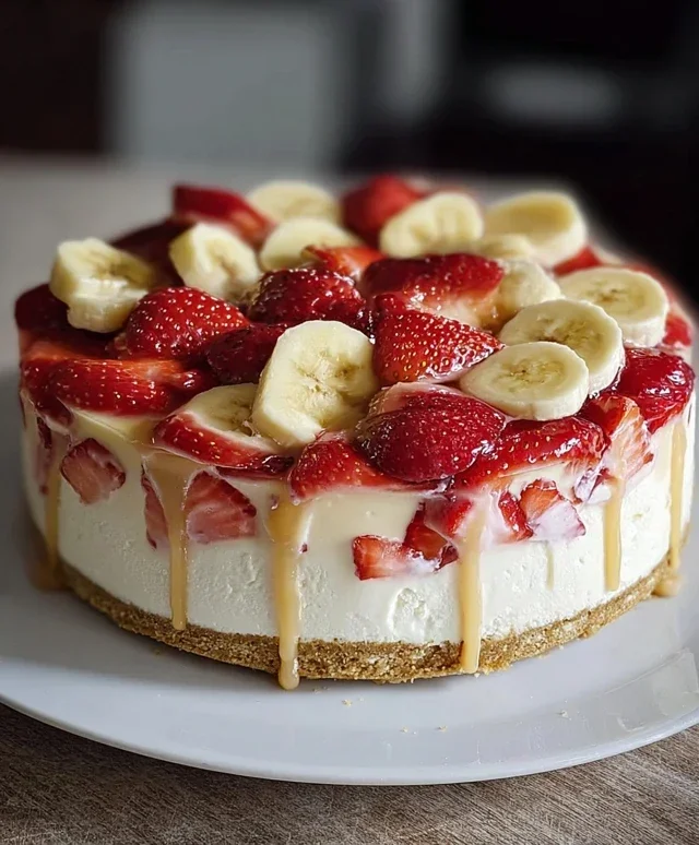 Strawberry Banana Pudding Cheesecake