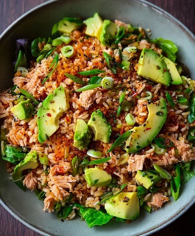 Tuna Avocado Crispy Rice Salad