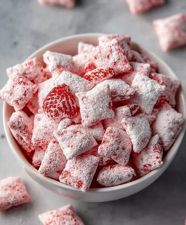 Easy Strawberry Shortcake Puppy Chow