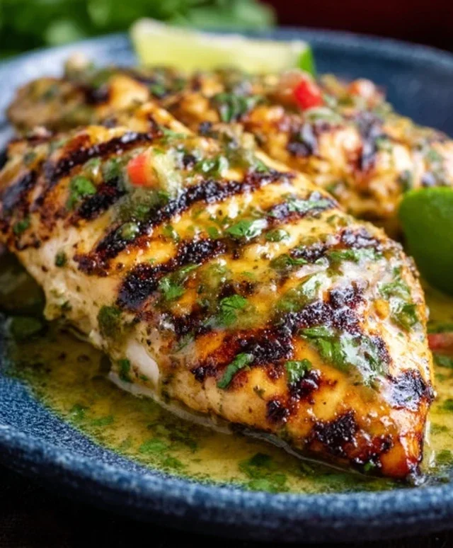 Grilled Salsa Verde Pepper Jack Chicken