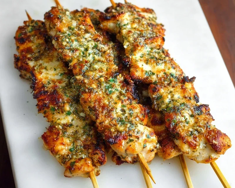 Ranch Garlic Parmesan Chicken Skewers
