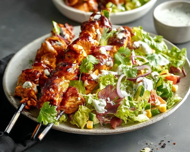 BBQ Chicken Skewer Salad