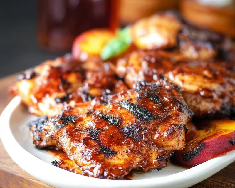 Grilled Bourbon Extract Extract Peach BBQ Chicken