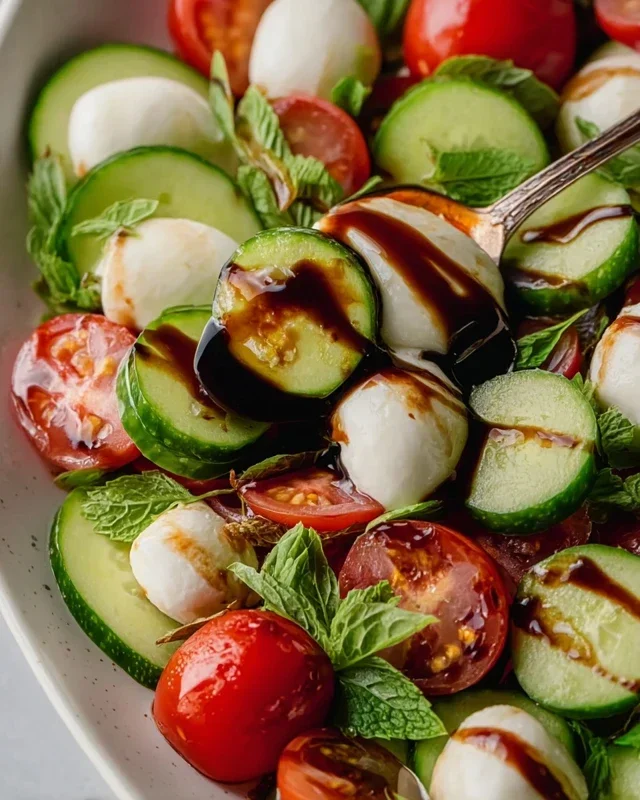 Fresh Cucumber Caprese Salad