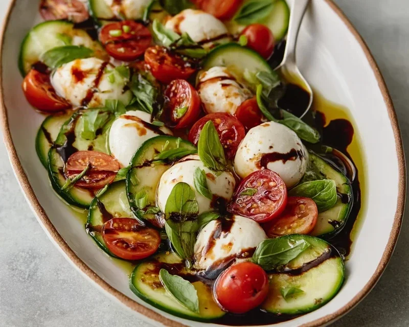 Fresh Cucumber Caprese Salad