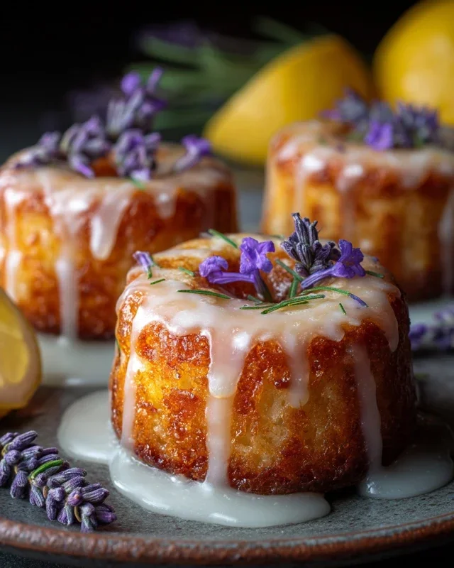 Mini Lemon Cakes With Lavender Glaze
