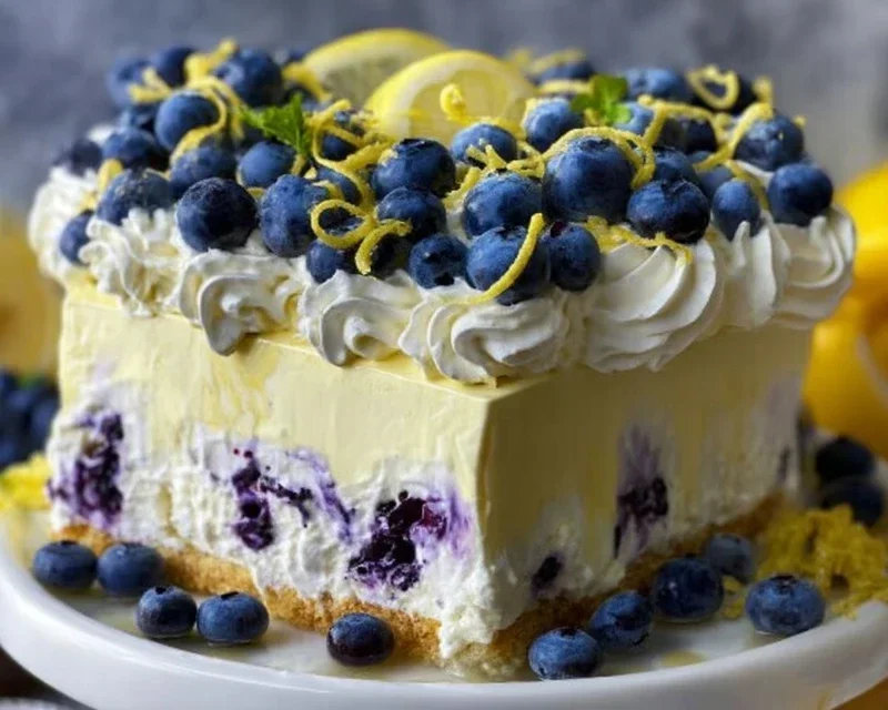 No-Bake Lemon dazzling Blueberry cream Cake