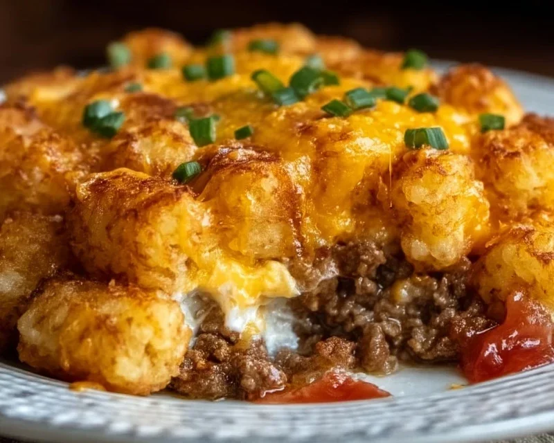 Tater Tot Casserole with Ground Beef