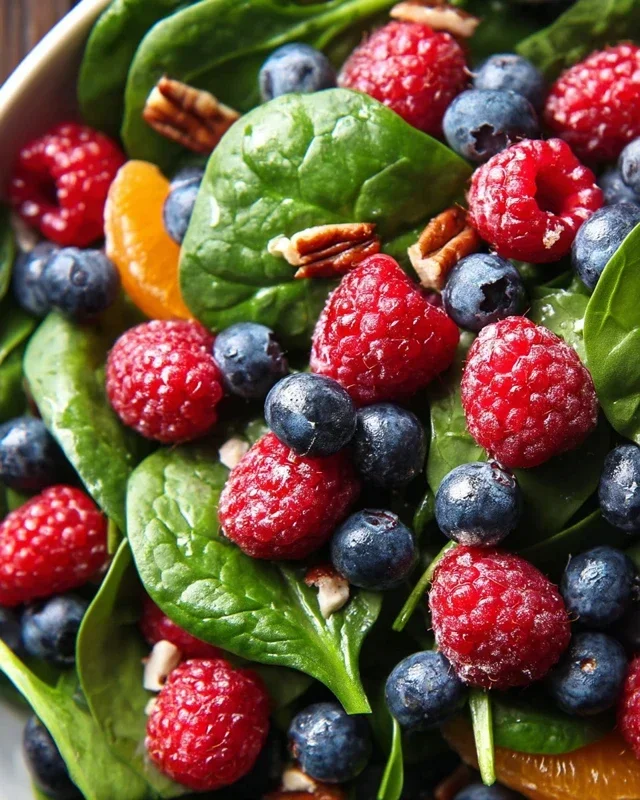 Berry Spinach Salad with Blueberries and Raspberries