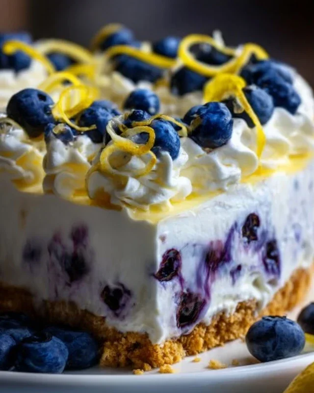 No-Bake Lemon dazzling Blueberry cream Cake
