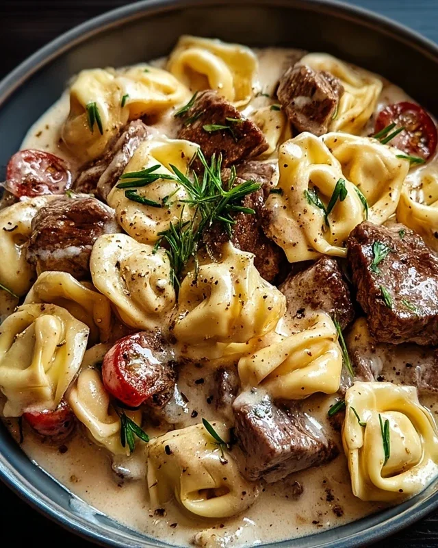 Cracked Garlic Steak Tortellini in Creamhouse Sauce Bliss