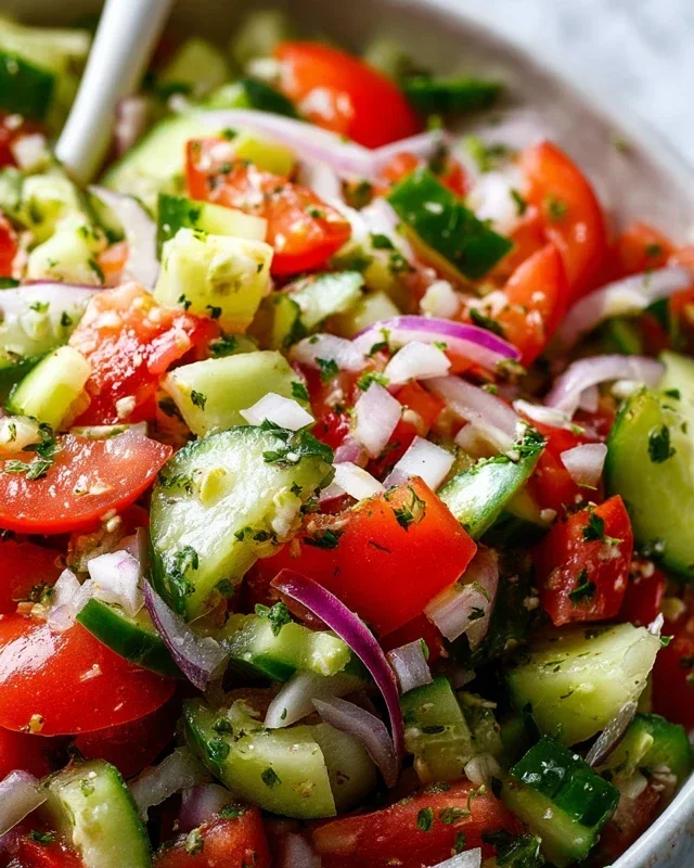 Mediterranean Salad with Cucumber, Tomato and Onion