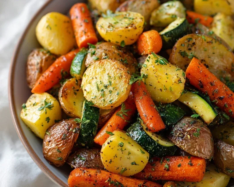 Garlic Herb Roasted Potatoes Carrots and Zucchini