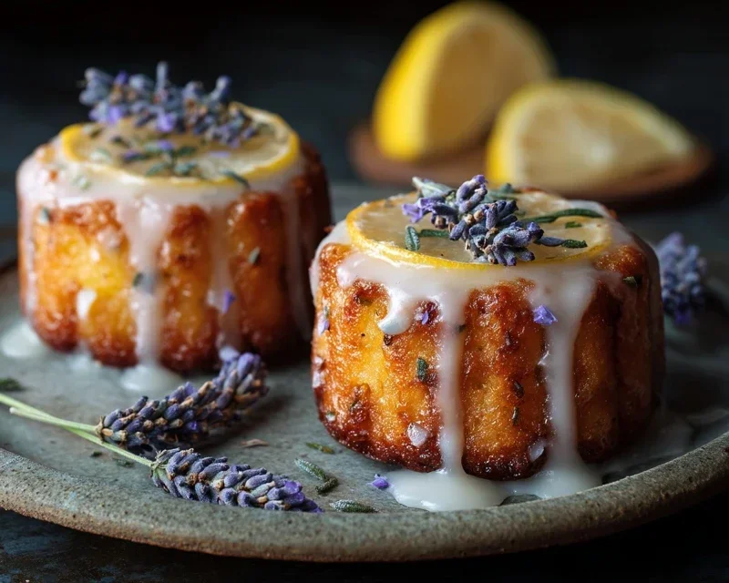 Mini Lemon Cakes With Lavender Glaze