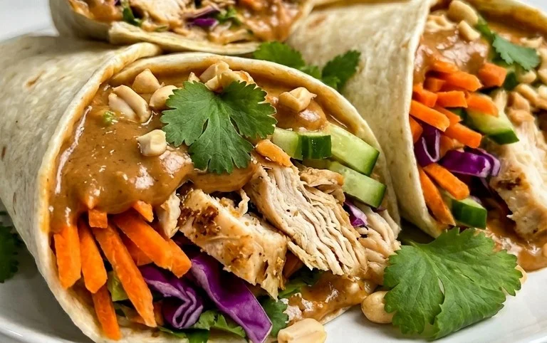 Thai Peanut Chicken Wraps