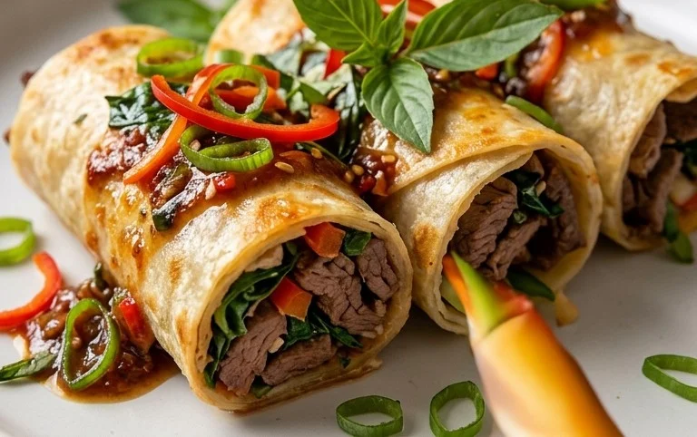 Thai Basil Beef Rolls
