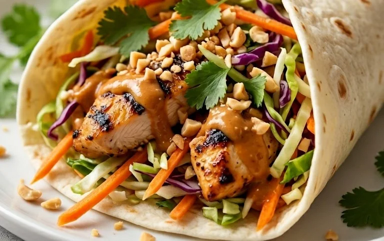 Thai Chicken Wrap with Crunchy Asian Slaw
