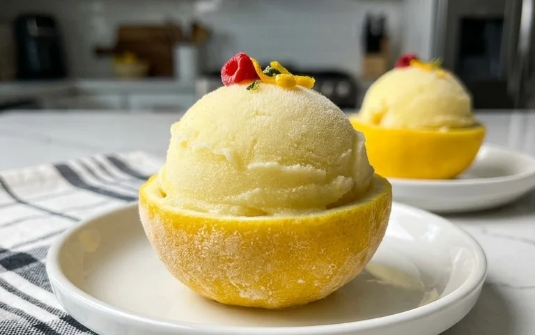 Sorbetto di Limone Dressed Up in a Frozen Lemon Shell
