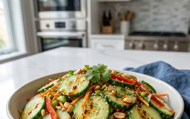 Creamy Asian Cucumber Salad Bowl