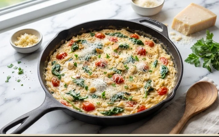 Creamy Garlic Parmesan Orzo