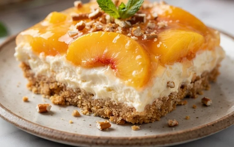 Peach Pretzel Salad Dessert