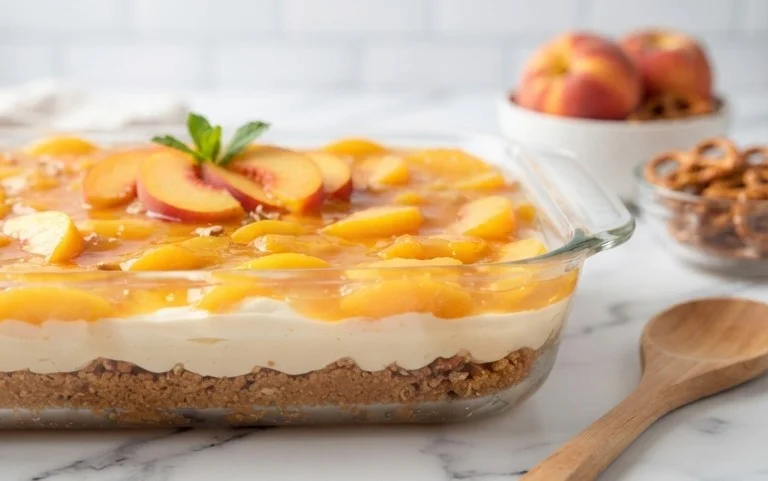 Peach Pretzel Salad Dessert