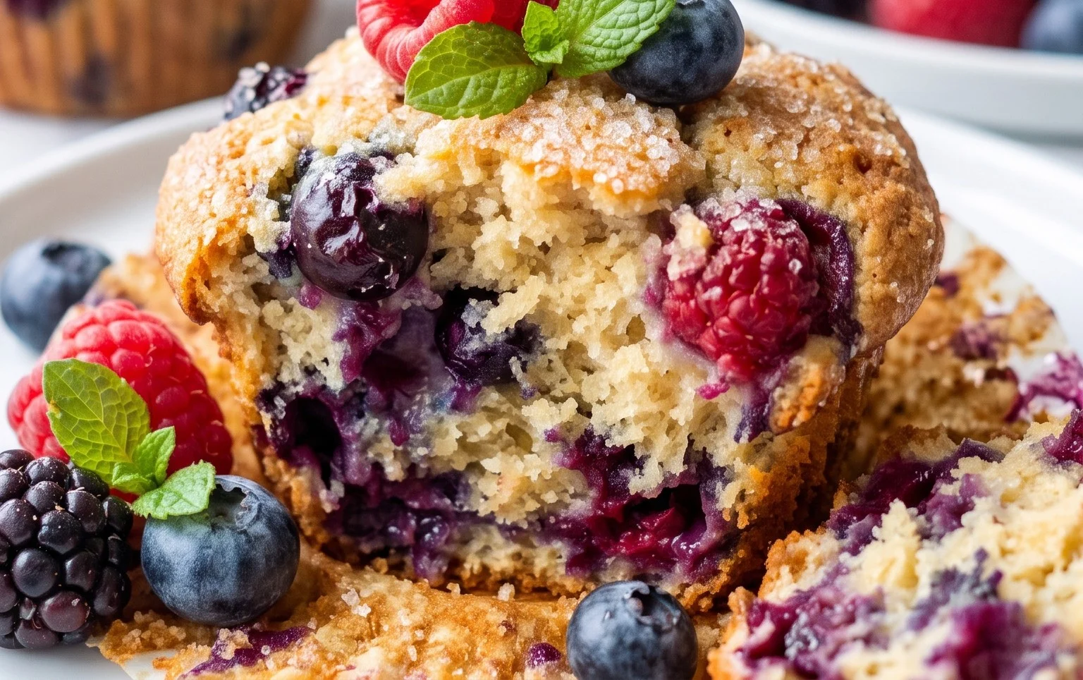 Bakery Style Mixed Berry Muffins | with Frozen Berries