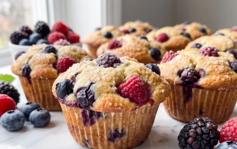 Bakery Style Mixed Berry Muffins | with Frozen Berries