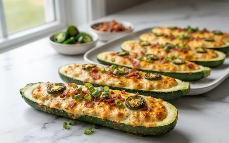 Jalapeno Popper Zucchini Boats