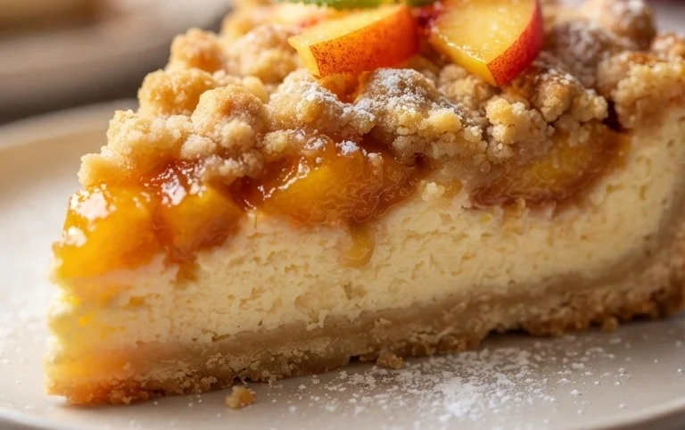 Peach Cream Cheese Cake with Streusel Topping