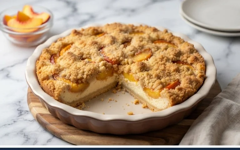 Peach Cream Cheese Cake with Streusel Topping