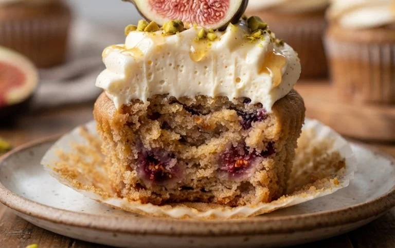 Fig Cupcakes with Honey Cream Cheese Frosting