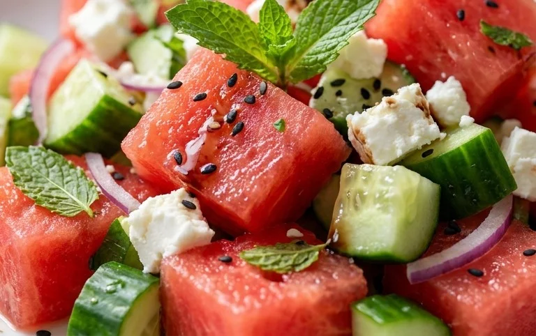 Watermelon Salad with Cucumber and Feta