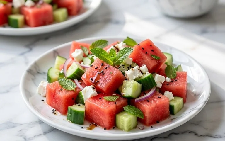 Watermelon Salad with Cucumber and Feta