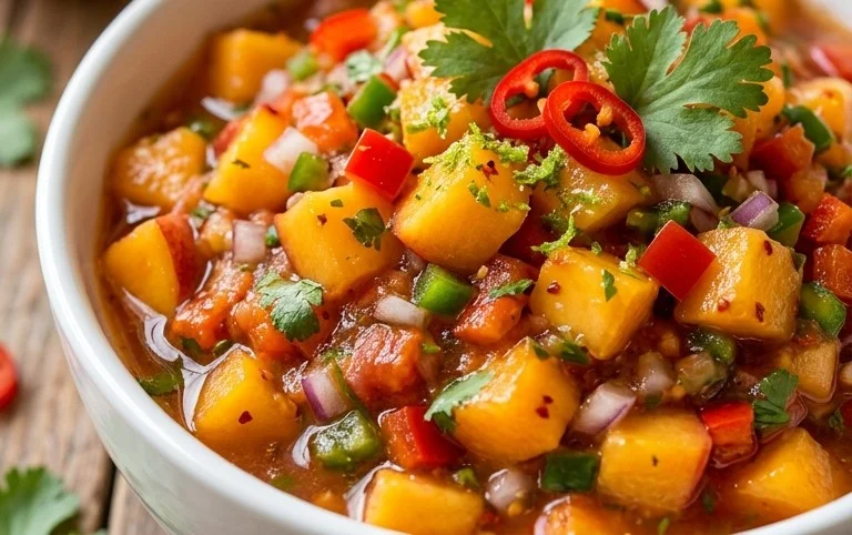 Sweet & Spicy Peach Salsa Canning Recipe